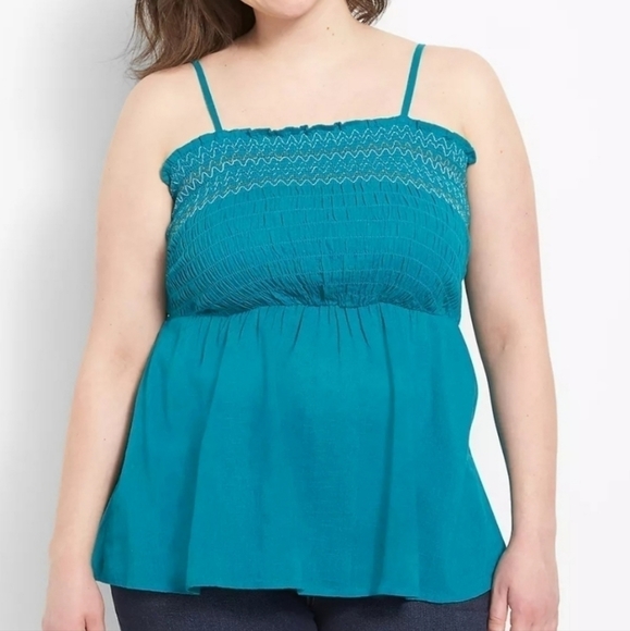 NWT LANE BRYANT SMOCKED CAMI TOP - Picture 1 of 6